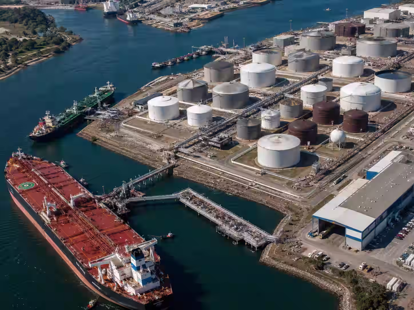 Aerial view of the Houston terminal and marine infrastructure